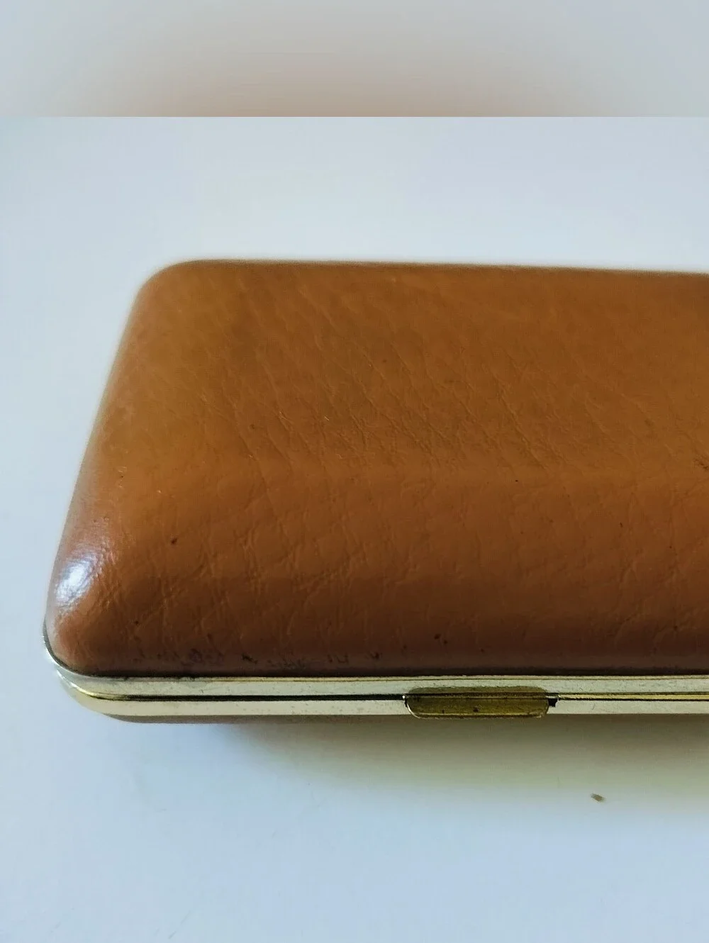 Vintage Bulova Travel Alarm Clock in Tan Leather Folding Case Made in Japan